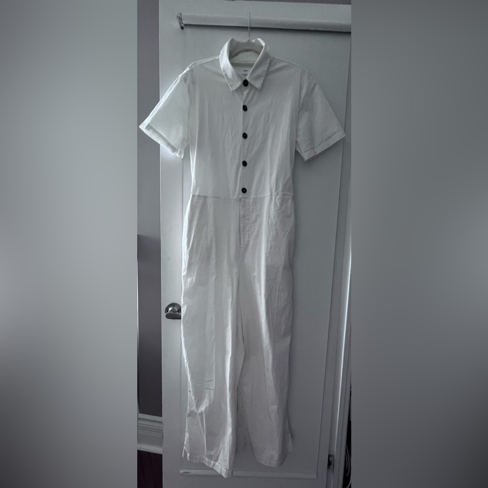 KOTN White Short-Sleeve Button Front Jumpsuit - Picture 1 of 3